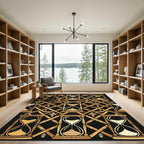 Golden Hourglass Geometric Lattice Art Rug