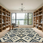 Sophisticated Monochrome Geometric Diamond Rug