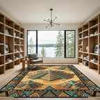 Aztec Gold Pyramids Earth Tone Geometric Rug