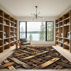 Earthy Woven Wooden Lattice Texture Rug