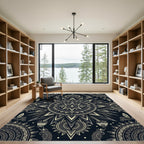 Celestial Sunburst Monochrome Geometric Art Rug