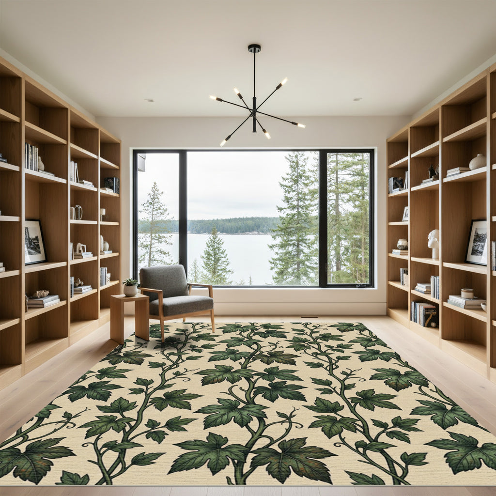 Lush Green Botanical Grape Vine Wallflower Rug