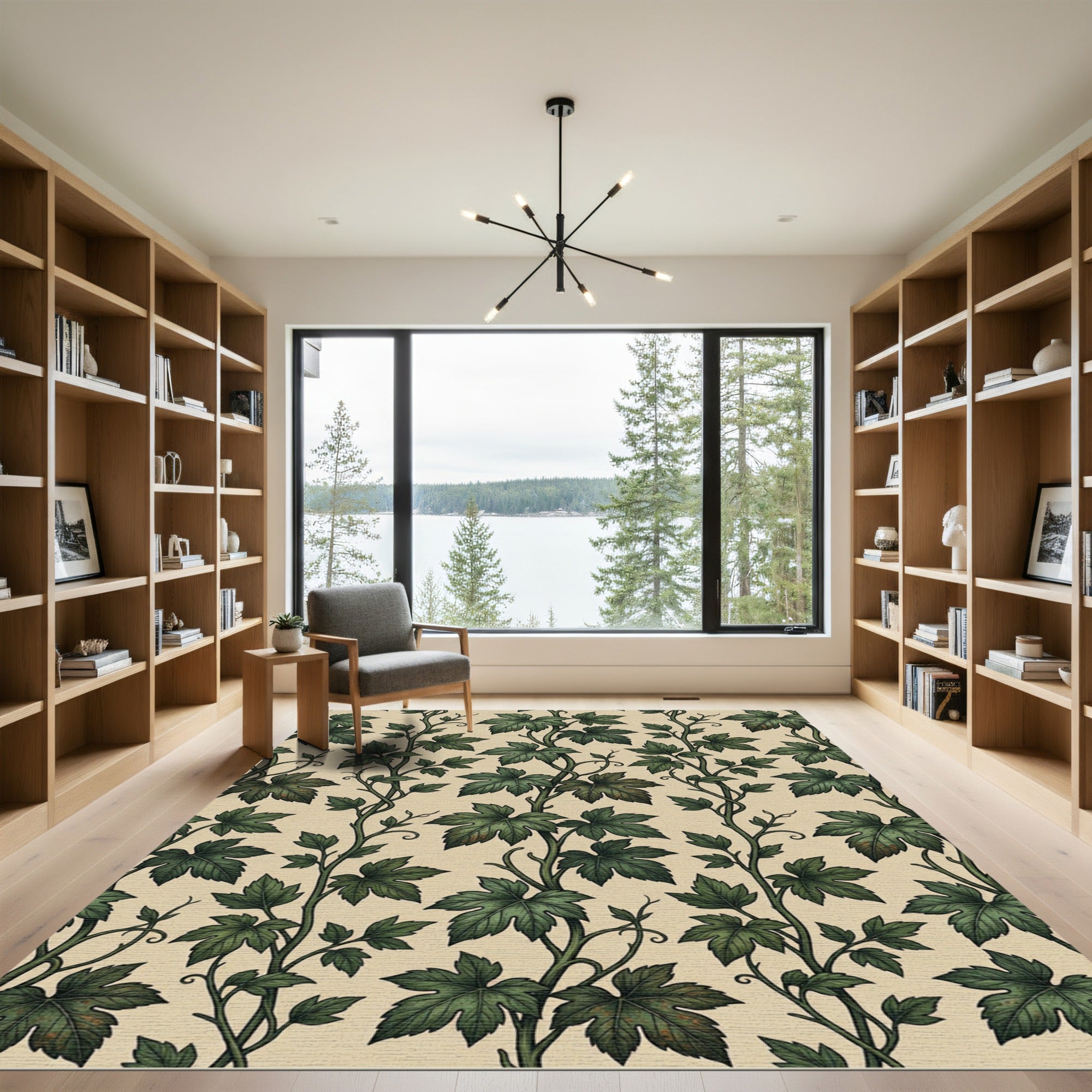 Lush Green Botanical Grape Vine Wallflower Rug