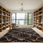 Black Fan Art Deco Relief Rug