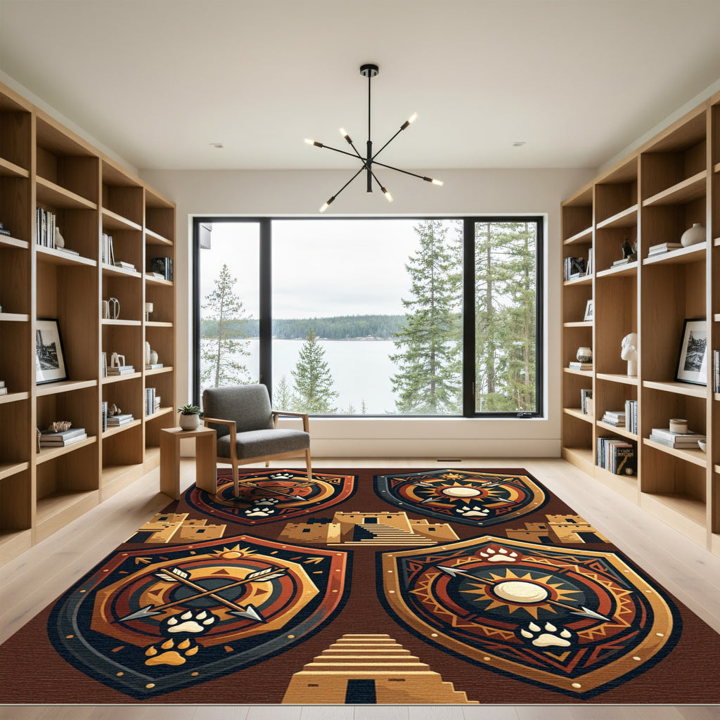 Tribal Sun Arrow Paw Shield Rug