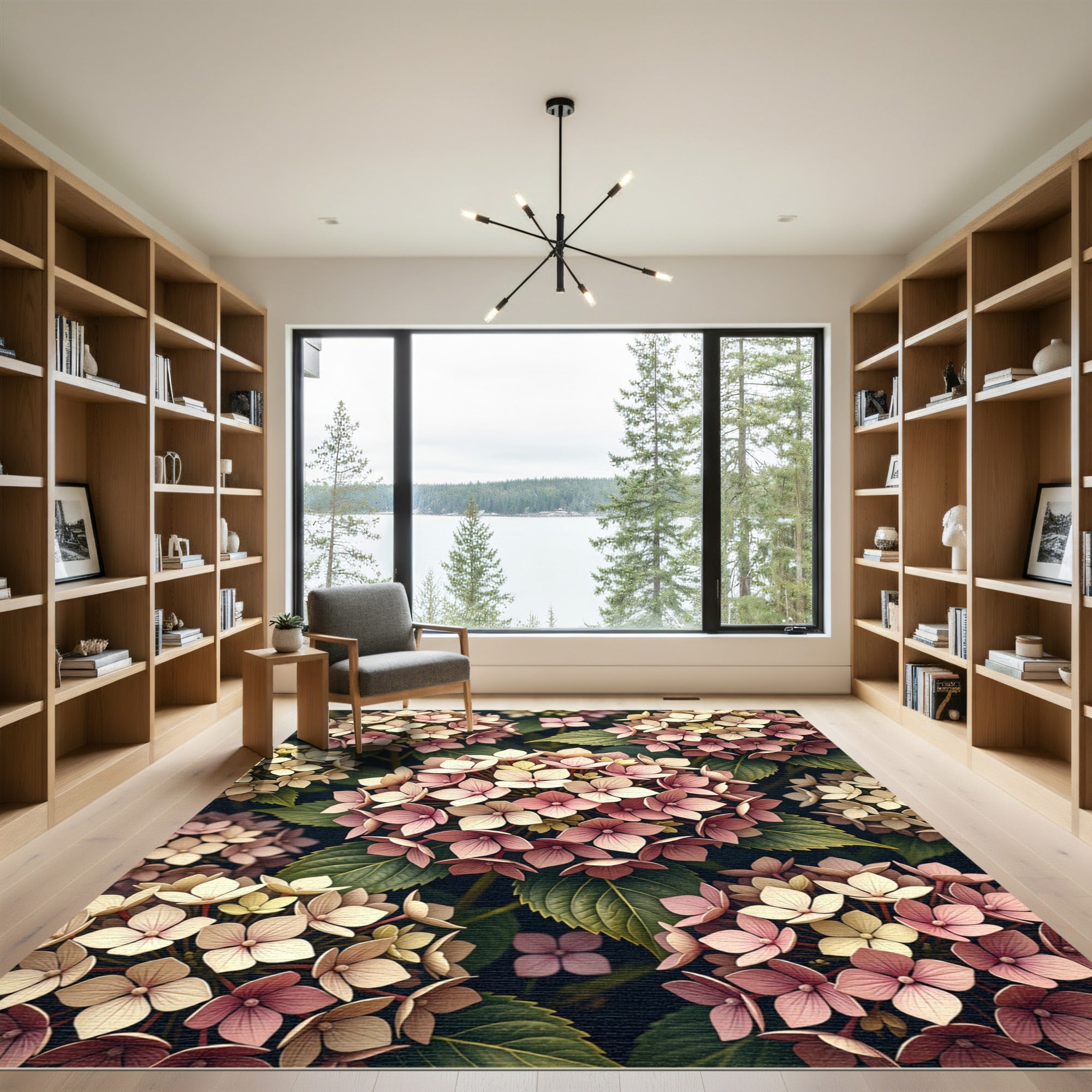 Soft Pink Cream Hydrangea Bloom Rug