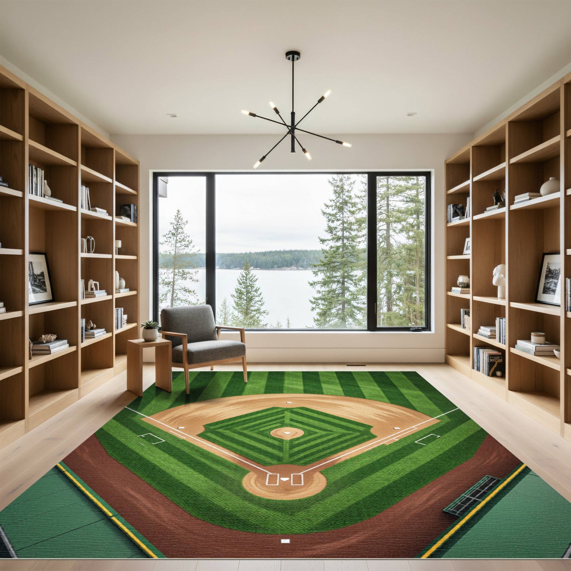 Vibrant Green Baseball Diamond Graphic Rug