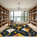Golden Kite Dots With Navy Background Rug