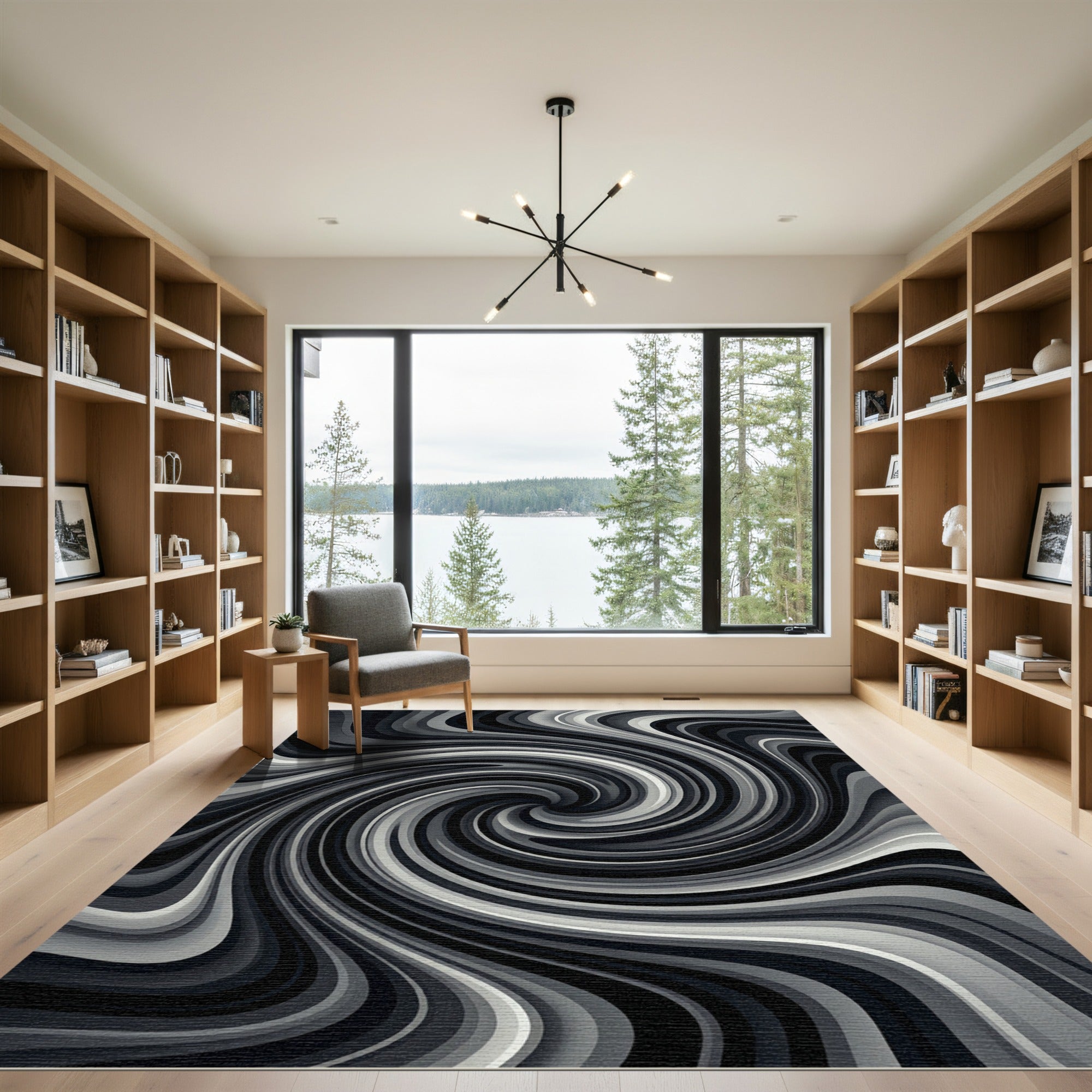 Monochromatic Swirl Flow Rug