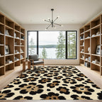 Sophisticated Beige Leopard Flower Rug