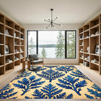Indigo Botanical Fern Leaf Cream Backdrop Rug