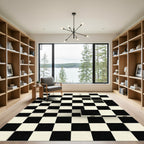 Monochrome Abstract Three Dimensional Checkerboard Rug