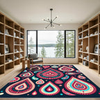 Vibrant Magenta Paisley Teardrop Arrangement Rug