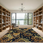 Golden Leopard Floral Mandala Collage Rug