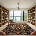 Ornate Copper Bronze Floral Mandala Rug