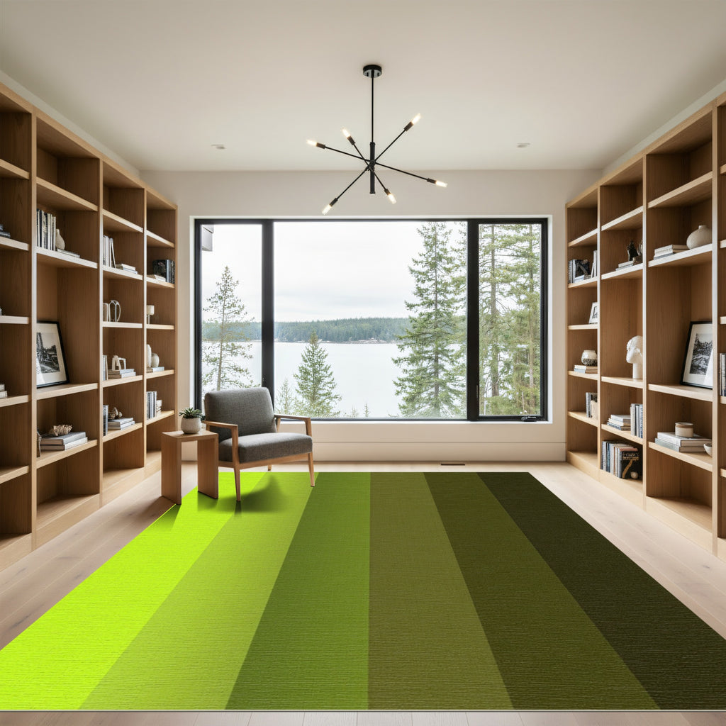 Lush Green Graduated Stripes Rug