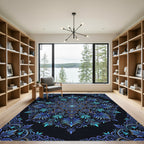 Radiant Azure Filigree Floral Medallion Rug