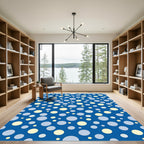 Blue Yellow Gray Scattered Circles Rug