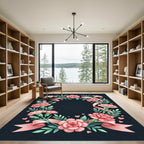 Pink Carnation Ribbon Heart Wreath Rug