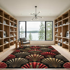 Art Deco Red Gold Fan Rug