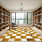 Amber Checkerboard Illusion Squares Rug