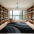 Monochromatic Swirls Layered Curves Rug