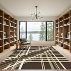 Brown Beige Intersecting Stripe Rug