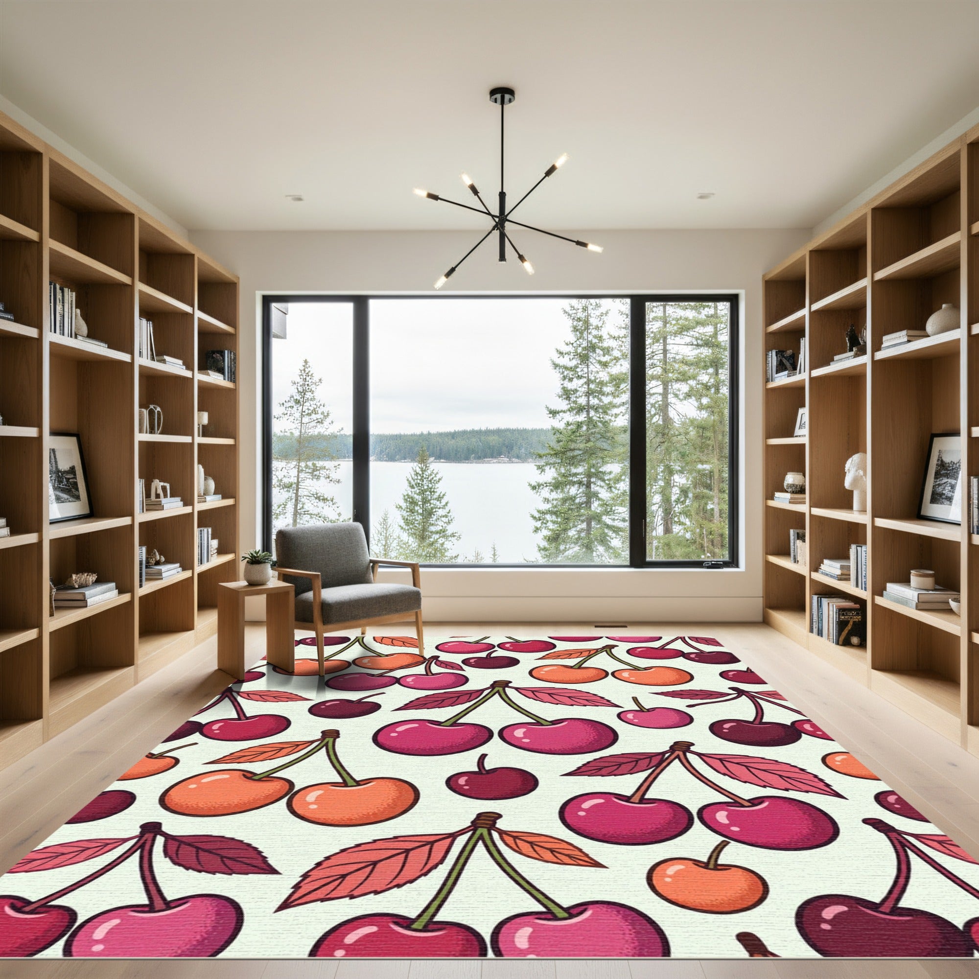 Vibrant Cherry Fruit Pattern Rug