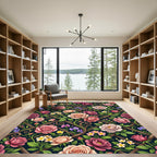 Romantic Rose Trellis Dark Floral Rug