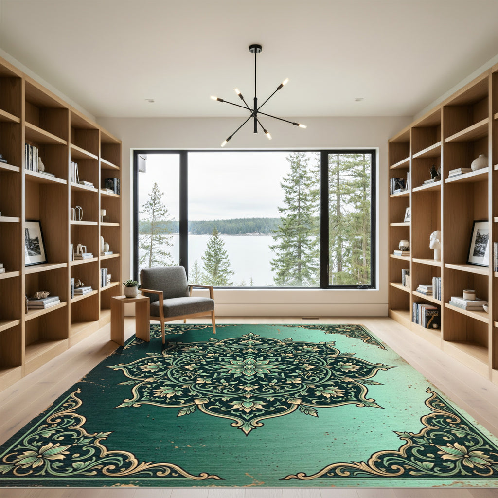 Emerald Botanical Floral Bloom Medallion Rug