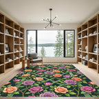 Lush Pastel Rose Trellis Garden Rug
