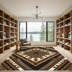 Earthy Geometric Aztec Staircase Medallion Rug