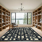 Dark Gray Wooden Lattice Frame Rug