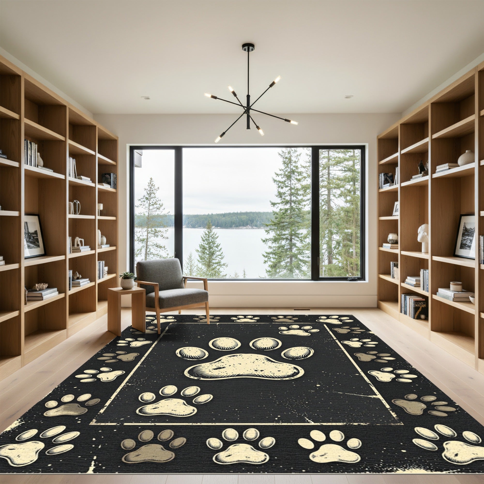 Rustic Distressed Paw Print Backdrop Rug