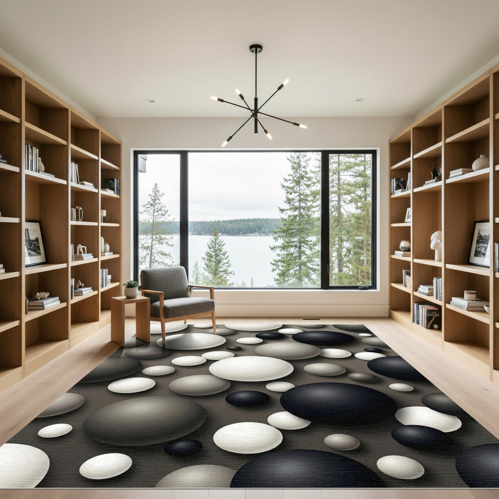 Monochromatic Spherical Abstract Polka Dot Rug