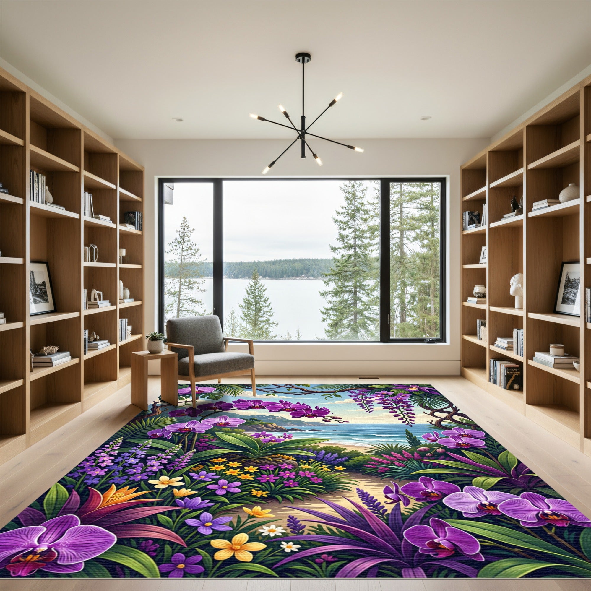 Vibrant Purple Orchid Coastal Garden Rug