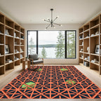 Geometric Terracotta Melon Lattice Grid Rug