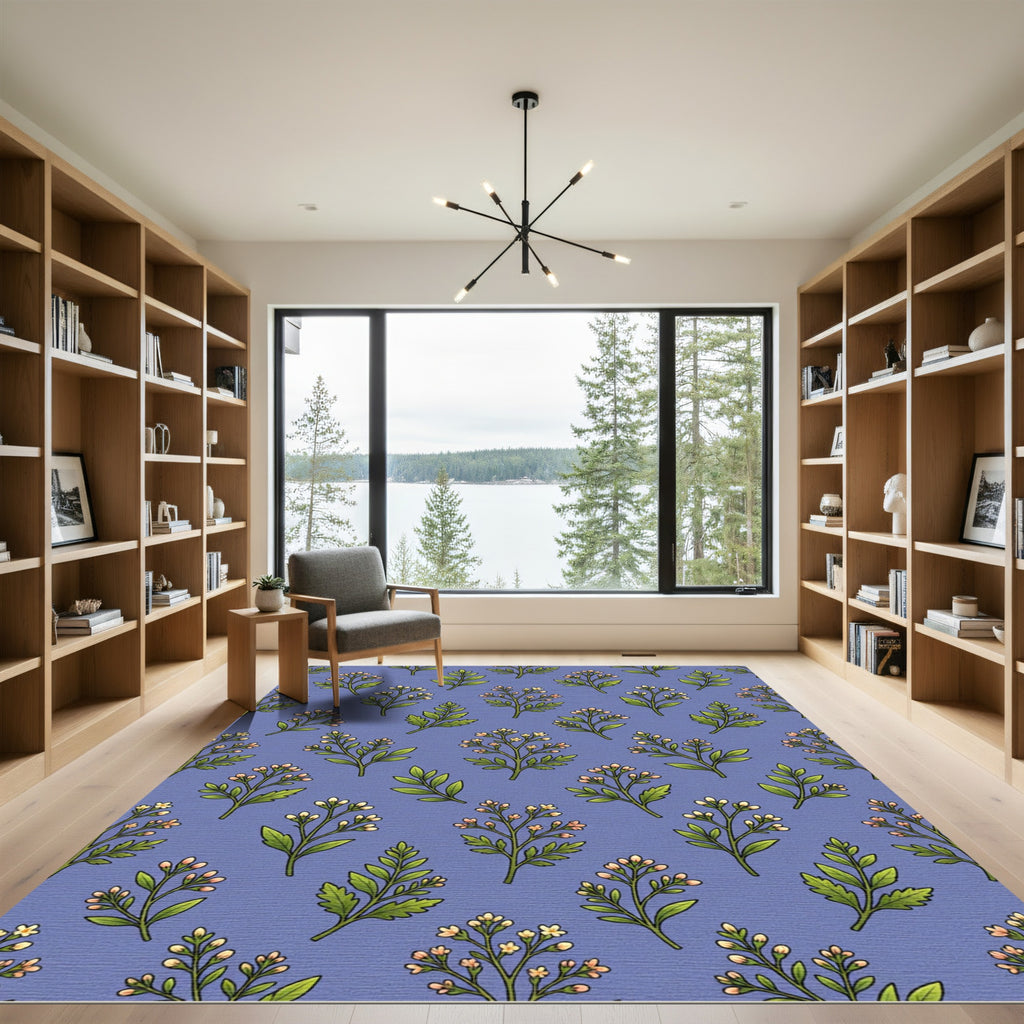 Soft Coral Berry Sprigs Lavender Rug