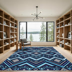 Geometric Indigo Chevron Diamond Area Cover Rug