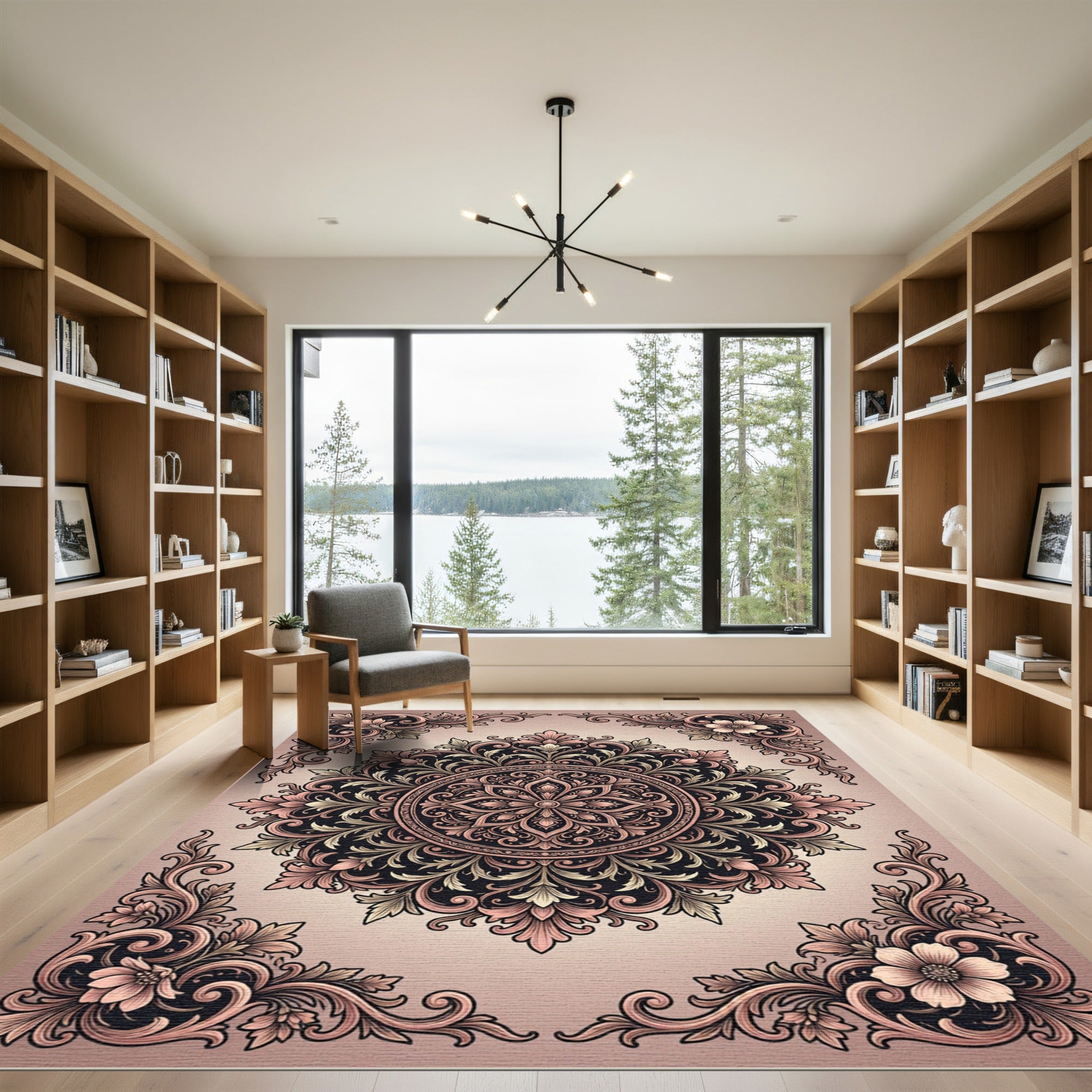Vintage Floral Scrollwork Medallion Rug
