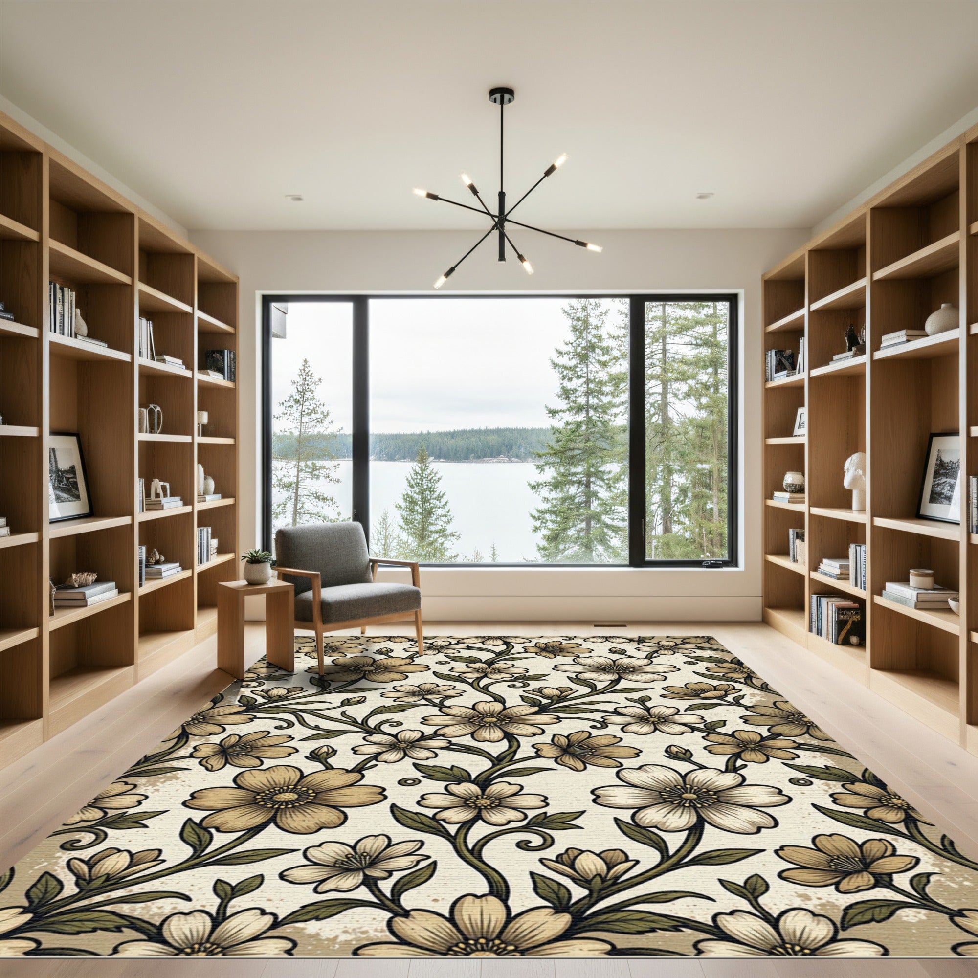 Vintage Cream Floral Vine Rug