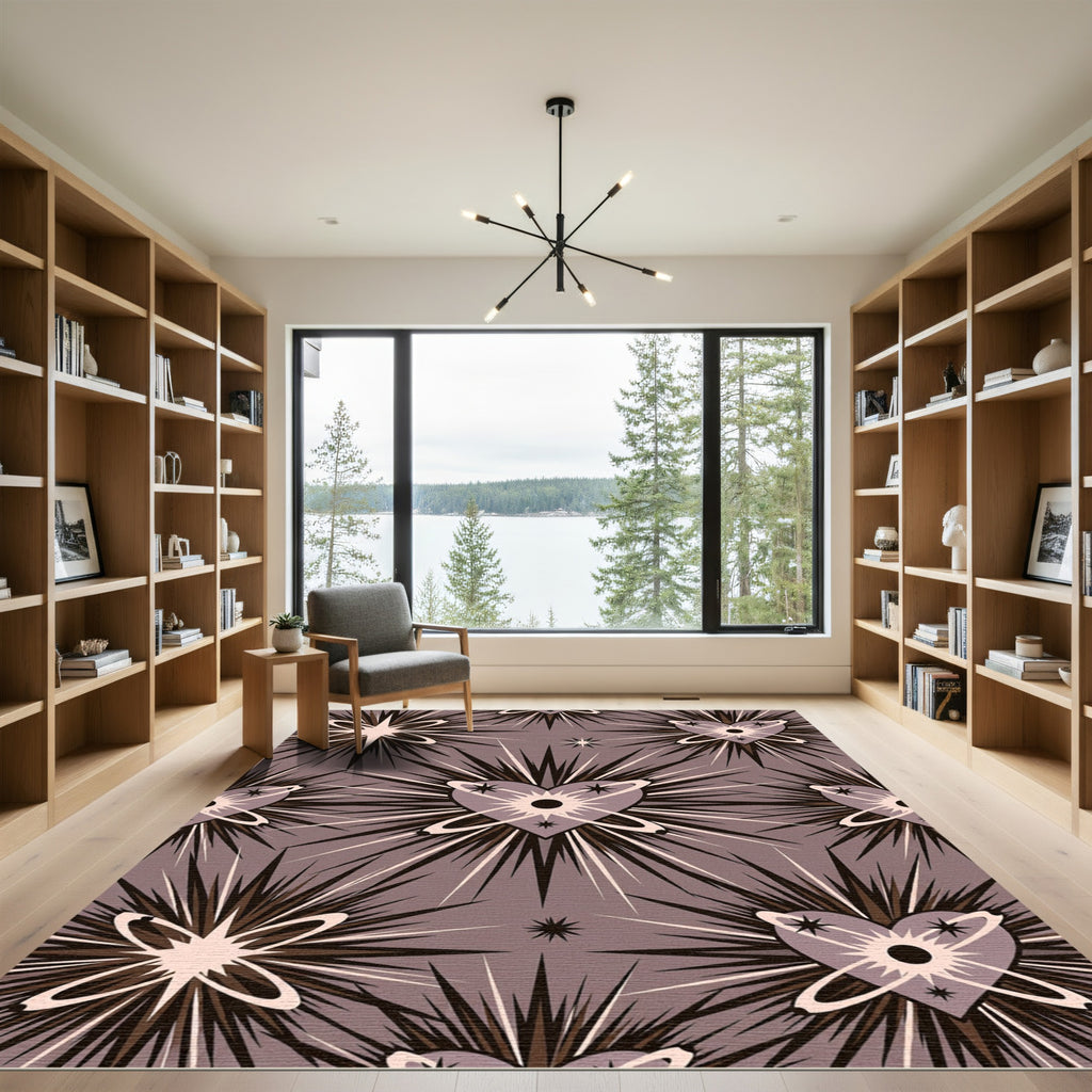Mauve Heartburst Starburst Medallion Rug