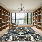 Midnight Tiger Face Cloud Illustration Rug