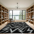 Jagged Gray Lightning Bolt Rug