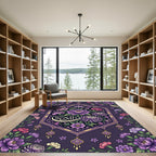 Elegant Violet Peony Crescent Floral Medallion Rug