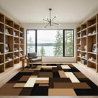 Modern Earthy Geometric Block Abstract Rug