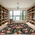 Romantic Birds and Roses Floral Wreath Rug