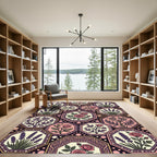 Vintage Floral Lavender Rose Octagons Rug
