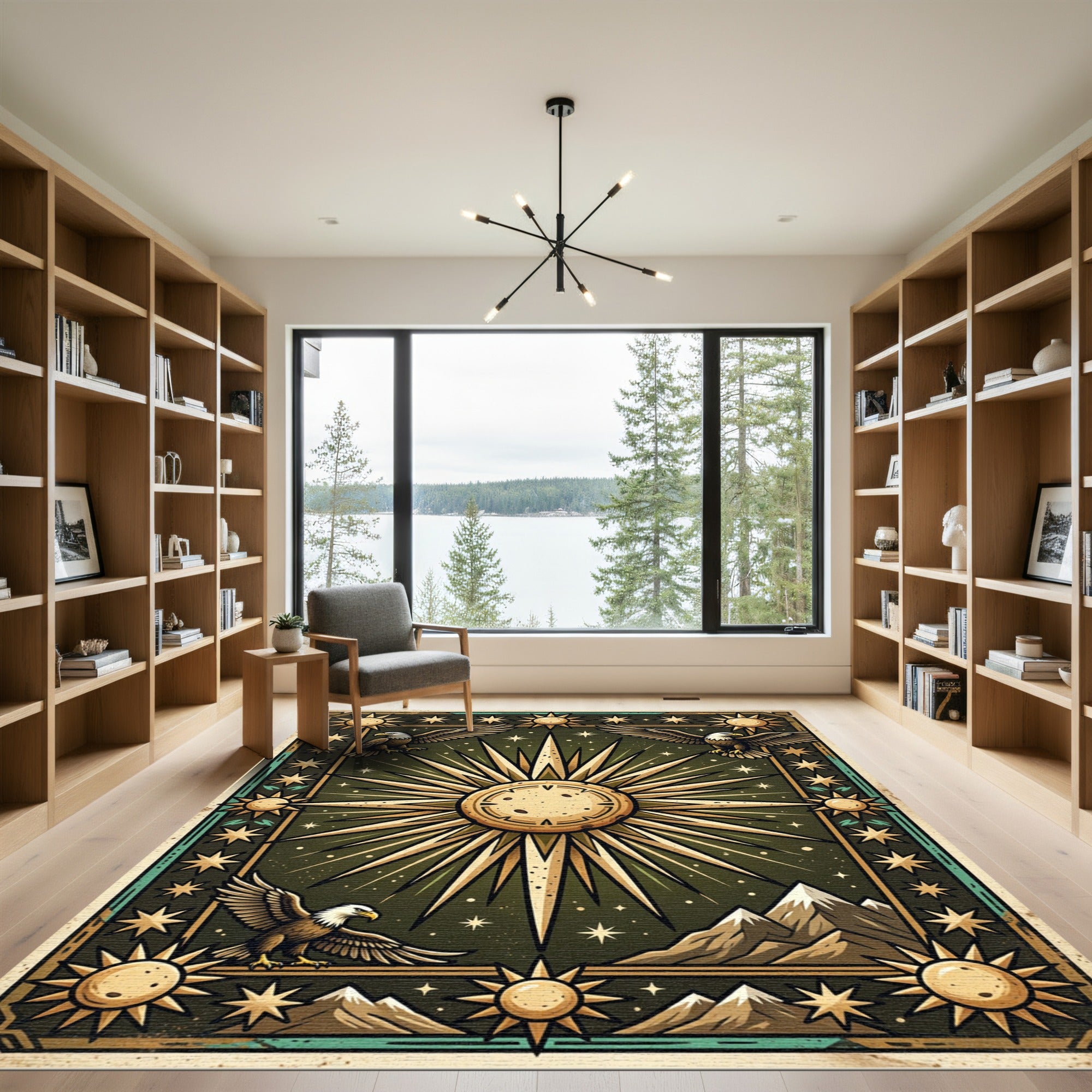 Radiant Golden Sun Eagle Mountains Rug
