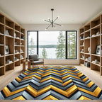 Metallic Gold Gray Chevron Geometric Rug